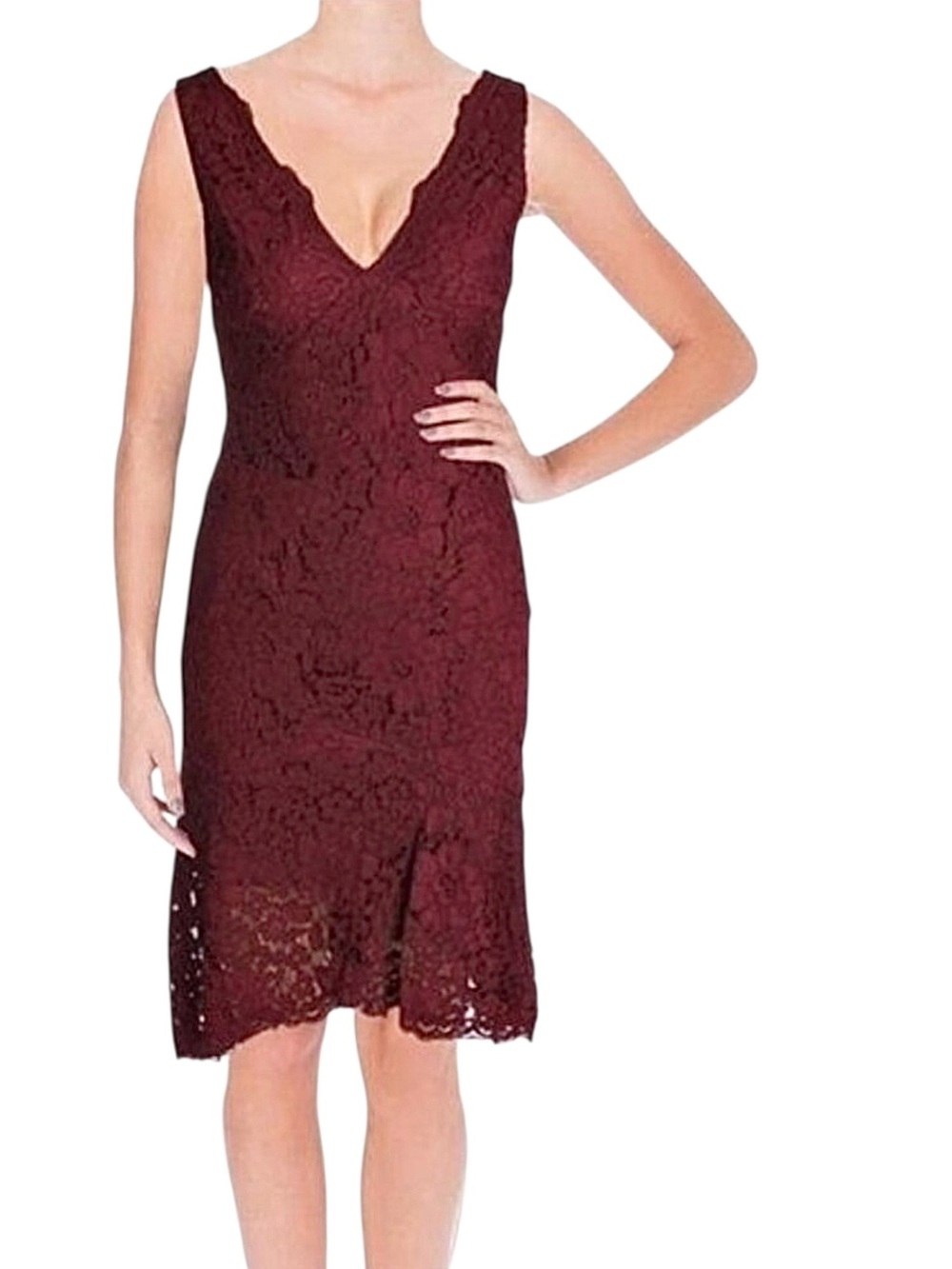 BHLDN Vera Wang Lace Dress in Burgundy Size 2 NWT